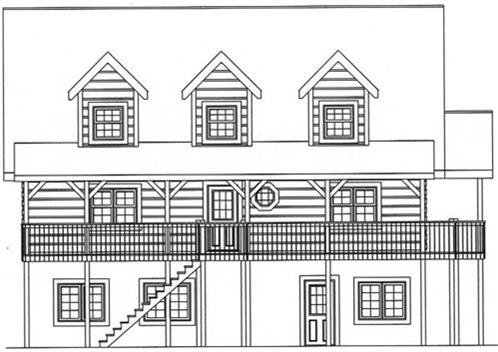 Timberhaven log home design, log home floor plan, 3192, Elevation