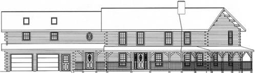 Timberhaven log home design, log home floor plan, 3262, Elevation