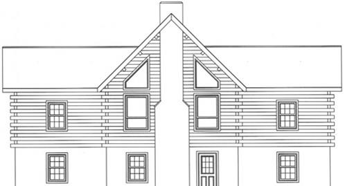 Timberhaven log home design, log home floor plan, 3322, Elevation
