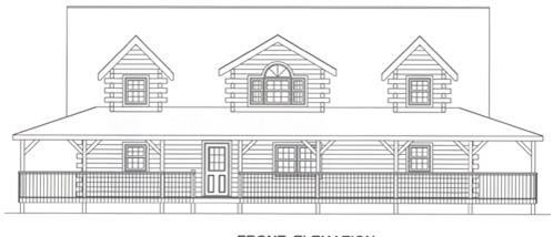 Timberhaven log home design, log home floor plan, 3344, Elevation
