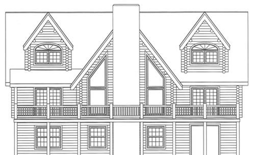 Timberhaven log home design, log home floor plan, 3394, Elevation