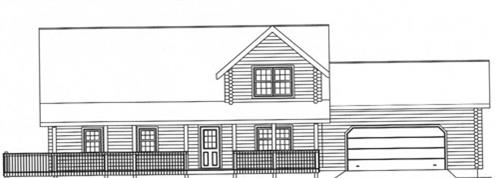 Timberhaven log home design, log home floor plan, 3486, Elevation
