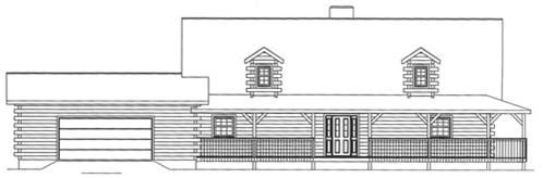 Timberhaven log home design, log home floor plan, 3494, Elevation