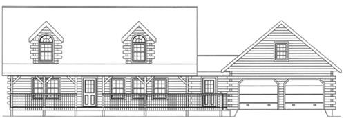 Timberhaven log home design, log home floor plan, 3621, Elevation