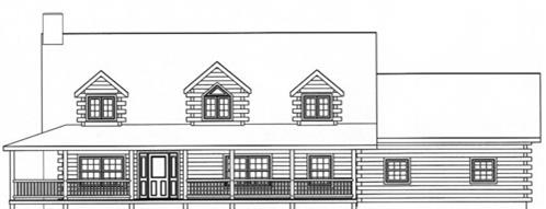 Timberhaven log home design, log home floor plan, 3667, Elevation