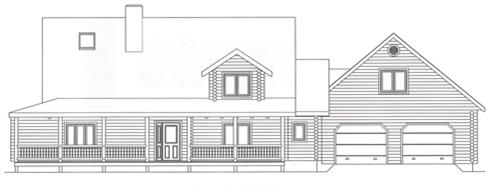 Timberhaven log home design, log home floor plan, 3722, Elevation