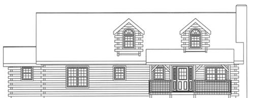 Timberhaven log home design, log home floor plan, 3729, Elevation