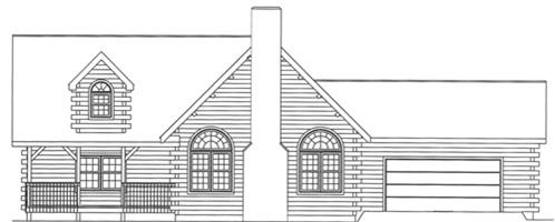Timberhaven log home design, log home floor plan, 3772, Elevation