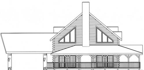 Timberhaven log home design, log home floor plan, 3851, Elevation