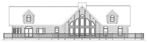Timberhaven log home design, log home floor plan, 3852, Elevation