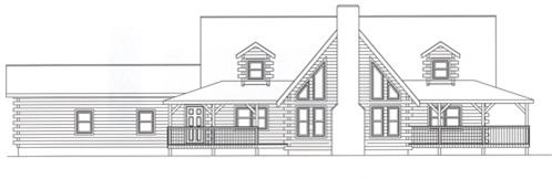 Timberhaven log home design, log home floor plan, 3874, Elevation