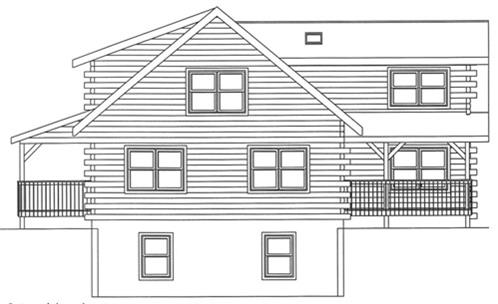 Timberhaven log home design, log home floor plan, 3894, Elevation