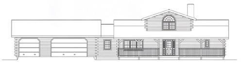 Timberhaven log home design, log home floor plan, 3923, Elevation