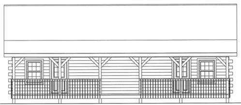 Timberhaven log home design, log home floor plan, 3981, Elevation