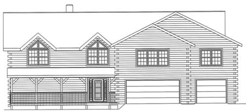 Timberhaven log home design, log home floor plan, 4053, Elevation
