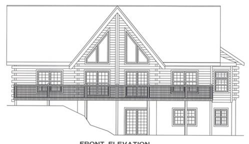 Timberhaven log home design, log home floor plan, 4140, Elevation