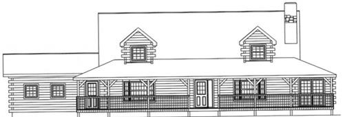 Timberhaven log home design, log home floor plan, 4182, Elevation