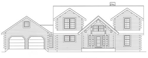 Timberhaven log home design, log home floor plan, 4205, Elevation
