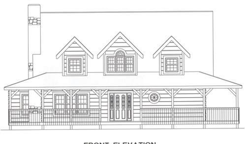 Timberhaven log home design, log home floor plan, 4481, Elevation