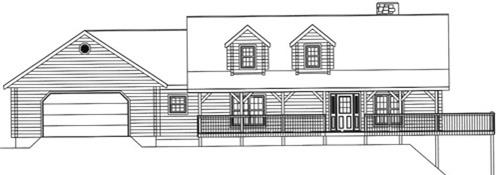Timberhaven log home design, log home floor plan, 4534, Elevation
