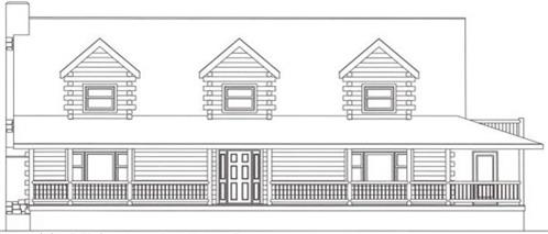 Timberhaven log home design, log home floor plan, 4699, Elevation