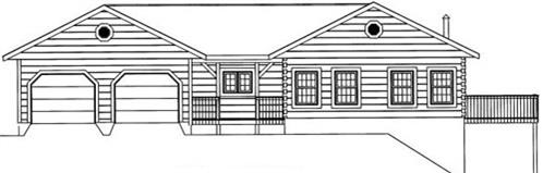 Timberhaven log home design, log home floor plan, 4778, Elevation