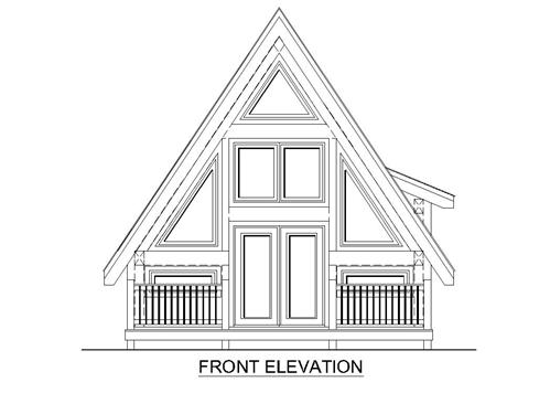 Timberhaven log home design, log home floor plan, A-Frame Hybrid, Elevation