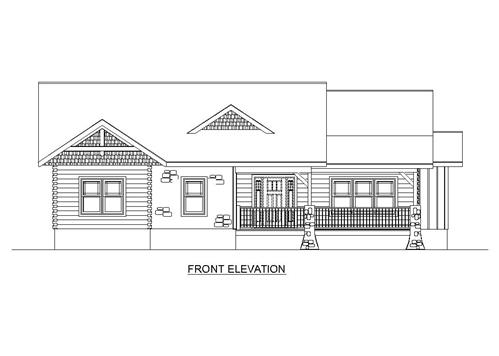 Timberhaven log home design, log home floor plan, Bageant Hybrid, Elevation