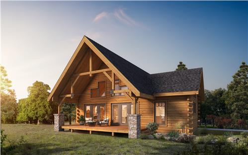 Timberhaven log home design, log home floor plan, Freedom, Elevation