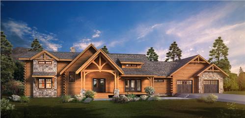 Timberhaven log home design, log home floor plan, Memorial Lake, Elevation