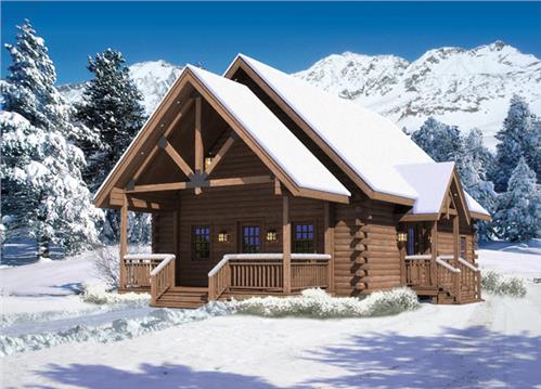 Timberhaven log home design, log home floor plan, Moshannon (F5), Elevation