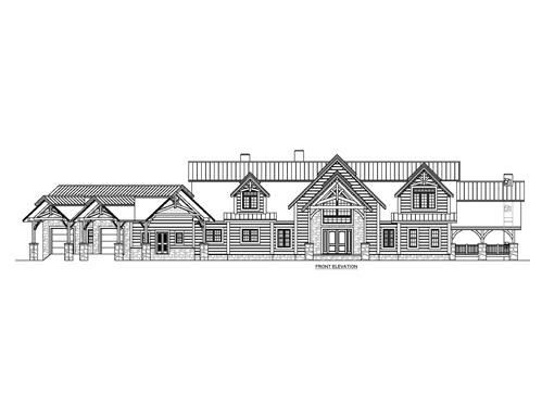 Timberhaven log home design, log home floor plan, Nikles, Elevation