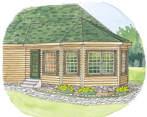 Timberhaven log home design, log home floor plan, Octagonal Sun Room, Elevation