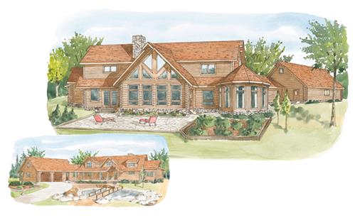 Timberhaven log home design, log home floor plan, Silver Spring, Elevation
