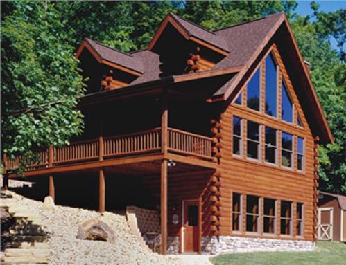Timberhaven log home design, log home floor plan, Slutz, Elevation