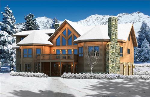 Timberhaven log home design, log home floor plan, Stone Mountain, Elevation