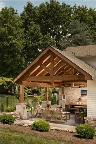 Timberhaven log home design, log home floor plan, Timber Frame Pavilion Addition, Elevation