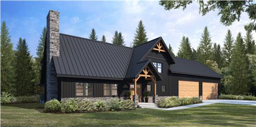 Timberhaven log home design, log home floor plan, Whispering Pines Barndominium - SAVE $16,430, Elevation